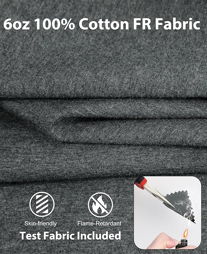 KONRECO FR Shirts for Men Crewneck 6oz Jersey Lightweight Flame Resistant Work T Shirt NFPA2112 CAT2