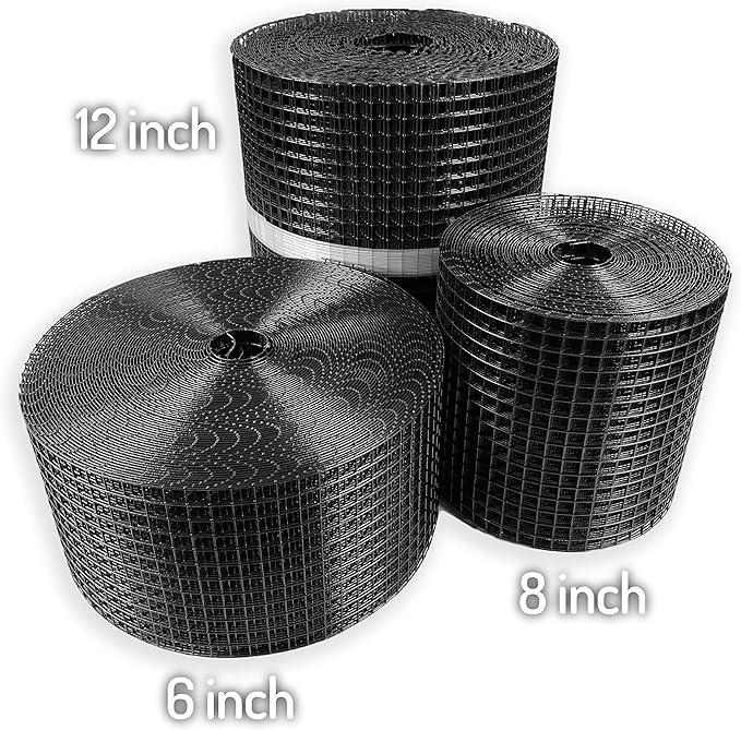 Bird Barrier Wire Mesh Screen for Solar Panel Protection 50’ X 8” X 1/2” Black PVC Coated, Protect Your Solar Panels - Fastener Clips Sold Separately
