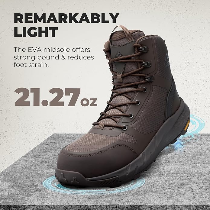 NORTIV 8 Men's Composite Toe Work Boots – 8'' Lightweight ASTM F2412-24 & ASTM F2913-24 Safety Boots with Side Zipper for Construction & Warehouse, Metrostrike-Nano