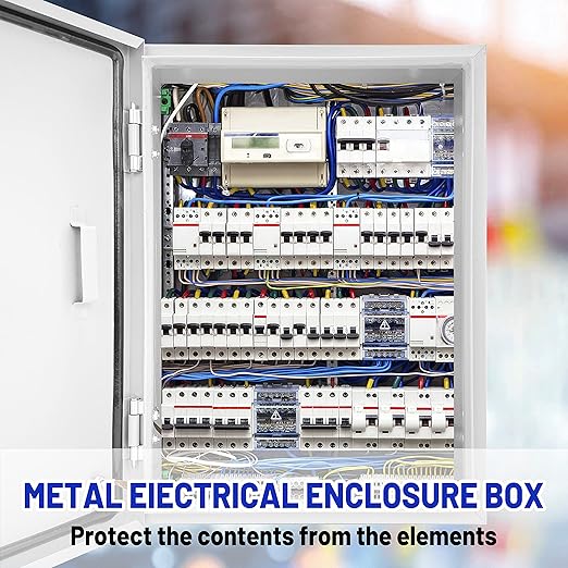 Outdoor Electrical Box 20 x 16x 8''D NEMA 4X Enclosure Steel Box, Waterproof & Dustproof Outdoor/Indoor Lockable Electrical Junction Box, with Mounting Plate