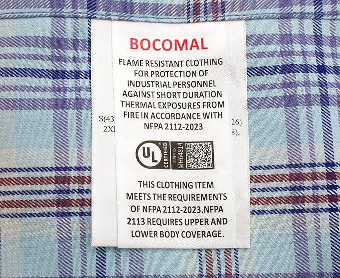 BOCOMAL FR Shirts for Men Flame Resistant Light Weight NFPA2112 Fire Retardant Welding Shirt Water & Oil Repellent Finish