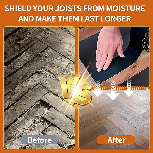 1-5/8" x 50' Deck Joist Tape, 8 Pack Waterproof Seal Butyl Deck Tape, Weather Resistance Self-Adhesive Joist Tape for Decking Wood Joists and Beams