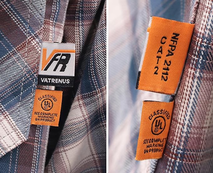 VATRENUS FR Shirts for Men 6.5oz Button Down Flame Resistant 100% Cotton Men's Pre-Washed Fire Retardant Work Shirt