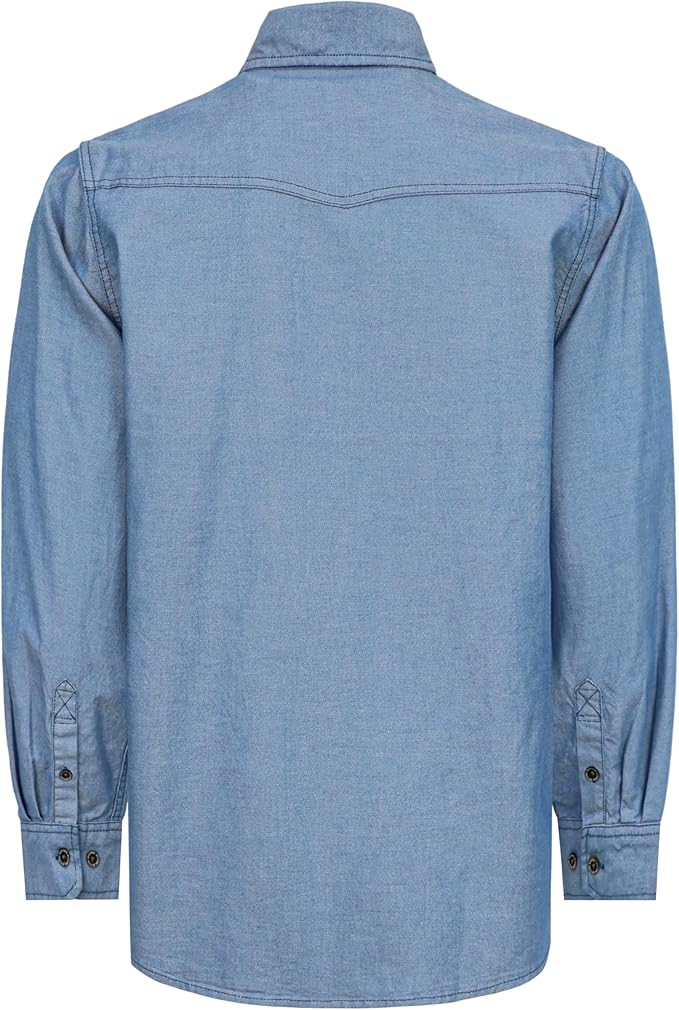 BOCOMAL FR Shirts Button Down Dura-Light 6.5 oz Soft Heather Series Utility Chest Pockets Flame Resistant Work Shirt CAT2