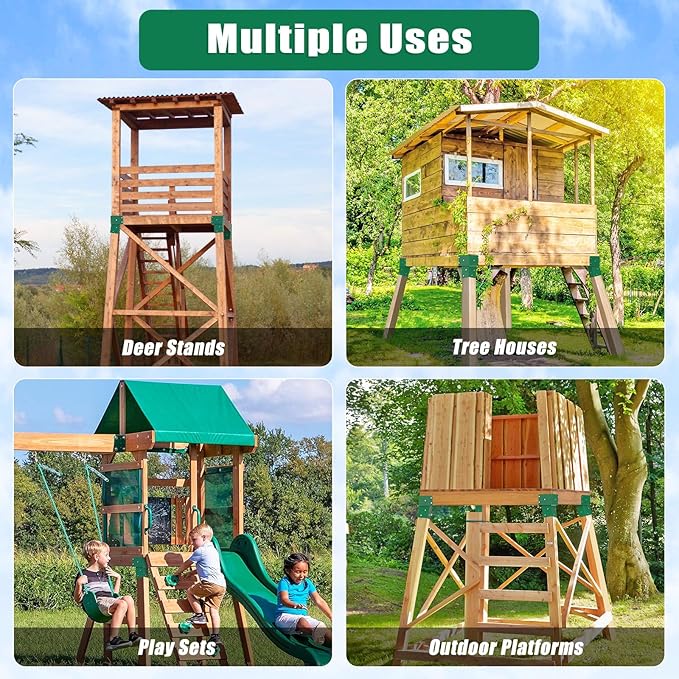 Dolibest Heavy Duty Deer Stand Brackets, 4x4 Compound Angle Bracket, Powder Coated Elevated Bracket for Outdoor Platforms, Deer Hunting, Shooting Shack, Observation Decks& Tree Houses (4Pack)
