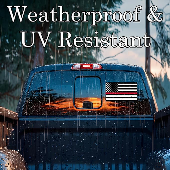 Large Firefighter Thin Red Line Flag Sticker Vinyl Decal for Car Truck Window Bumper Sticker Support for Firemen Fire Department (10x6 Inch)