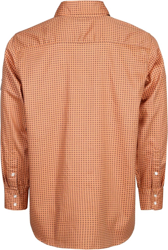 BOCOMAL FR Shirts for Men Printed Plaid Flame Resistant Clothing 6.5oz Cotton Button Up Welding Shirts NFPA2112 CAT2