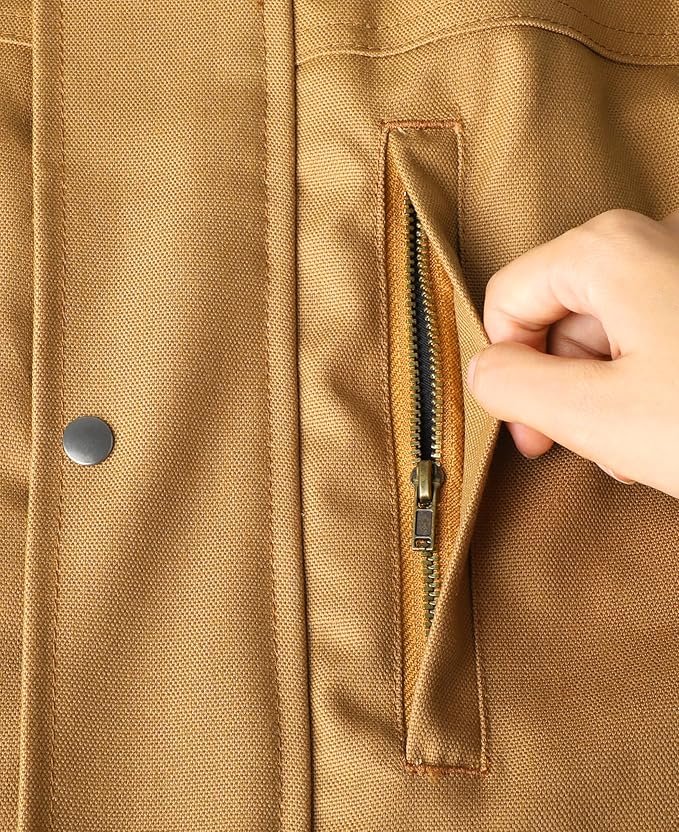 BOCOMAL FR Jacket Insulated Flame Resistant Duck Hooded Coat Outwear&Vest Light Water Repellent and Oil Resistant.