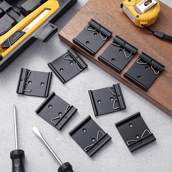 Hicarer Hicarer 10 Pcs Din Rail Mount Clip 1.7 Inches Width Snap in Universal Mounting Brackets Fixed Clamp, Black Aluminum Alloy Relay Clip for 35mm Din Rail Switches and Injectors