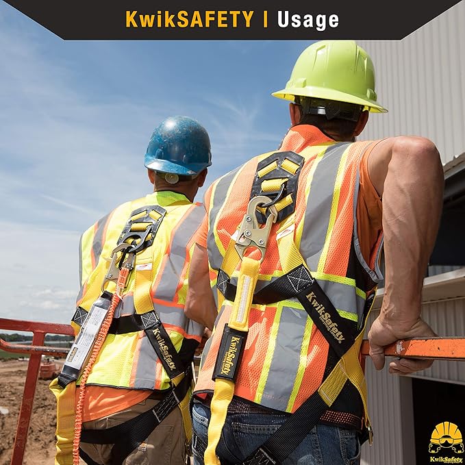 KwikSafety - Charlotte, NC - RATTLER [BEAM ANCHOR KIT] 6 ft Safety Lanyard, 3 D-Ring Safety Harness, Tool Lanyard, 3 ft Cross Arm Strap, ANSI Single Leg Shock Absorbing Fall Protection