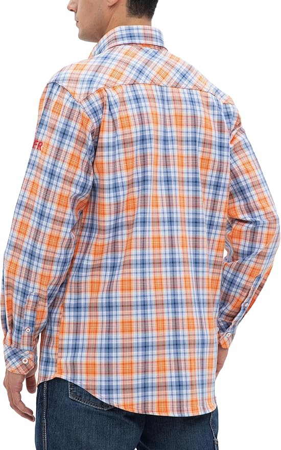 WORKWEYA FR Welding Shirts 7.5oz Cotton Button Down Flame Resistant Shirt for Men