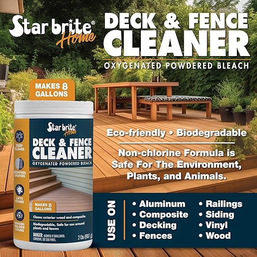 Star brite Home Deck & Fence Cleaner – Oxygenated Powdered Bleach, Biodegradable, Safe for Wood & Composite Surfaces