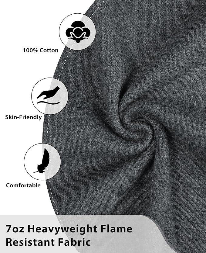 BOCOMAL FR Shirts Henley 7oz Midweight Fire Resistant Clothing NFPA2112 CAT2 Men's Flame Retardant Work Shirt