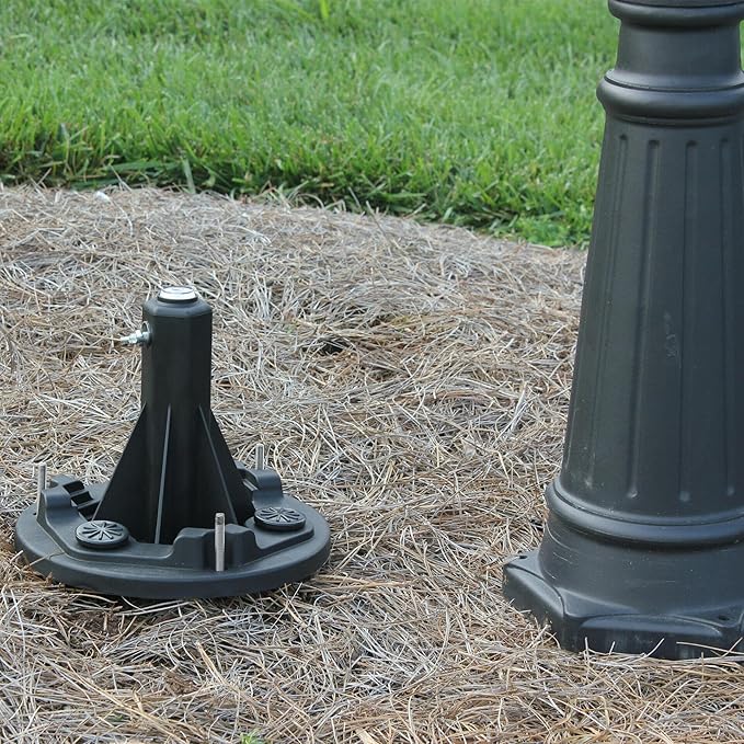Gama Sonic 10 in. Solar Lamp Post Installation Kit with EZ-Anchor In-Ground Auger and Built-in Leveling Tool, Black, 30001