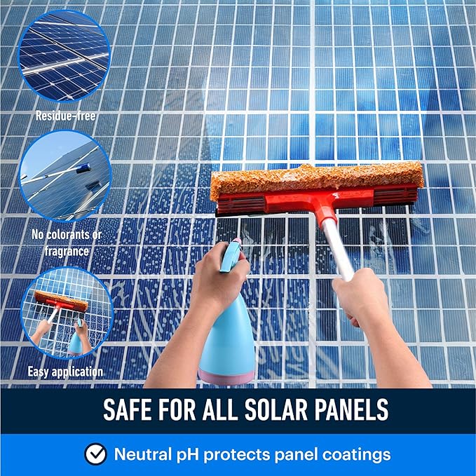 Essential Values Solar Panel Cleaner - Neutral PH Streak-Free Wet Cleaning Solution - Ideal for Roof Tile & Solar Panels - Super Concentrated Fragrance-Free & No Colourants
