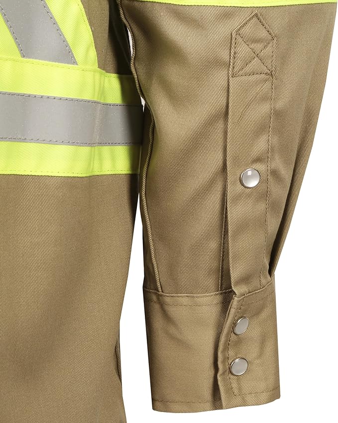 BOCOMAL FR Shirts for Men Hi Vis High Visibility 6.5oz Lightweight Type O Flame Resistant Refective Safety Shirt