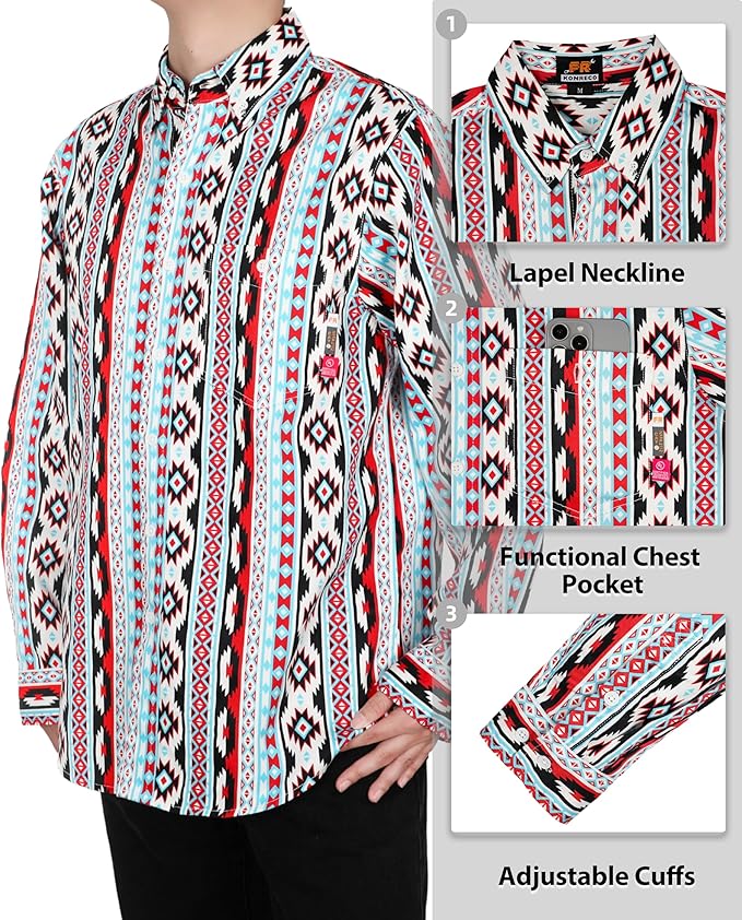 KONRECO FR Shirts for Men 100% Cotton 6.5oz Fire Resistant Lightweight Men's Plaid Work Shirts