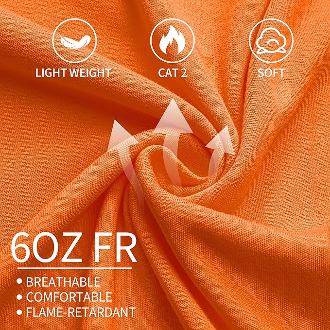 FR Shirts for Men 6 oz Hi Vis Fire Resistant Flame Resistant Long Sleeve Shirts High Visibility Cotton Welding Shirt CAT2