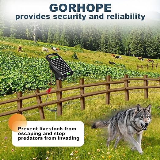 20 Miles Solar Electric Fence Charger,Output 0.32J Electric Fenc e Charger,24-Hour Uninterrupted Protection Solar Fence Chargers, Solars Fence Energizerr That can Work for 14 Days Without Sunlight