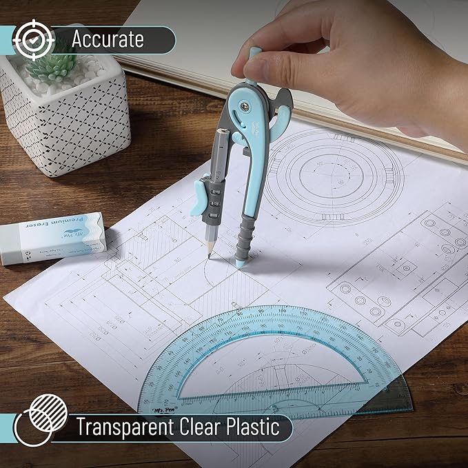 Mr. Pen- Compass and Protractor Set, Math Compass for Geometry and Drawing
