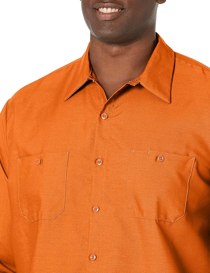 Red Kap Men's Long Sleeve Industrial Work Shirt | Moisture Wicking Button Up, Wrinkle Resistance Fights Fading & Stains