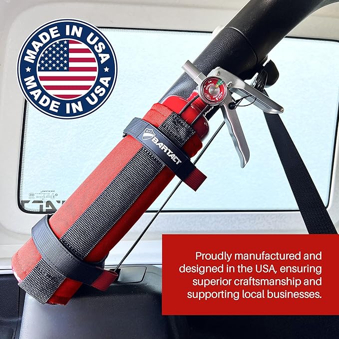 Bartact - 2.5 lb Roll Bar Fire Extinguisher Mount for Vehicle Holder, Adjustable Fire Extinguisher Holder Mount, US Made Universal Vehicle Fire Extinguisher Holder Fits All Roll Bars (Red)