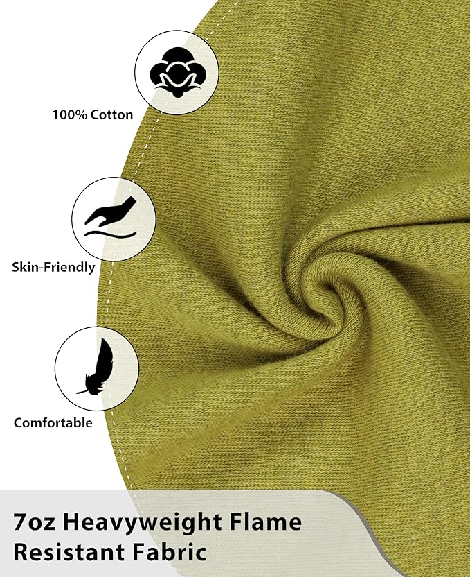 BOCOMAL FR Shirts Henley 7oz Midweight Fire Resistant Clothing NFPA2112 CAT2 Men's Flame Retardant Work Shirt
