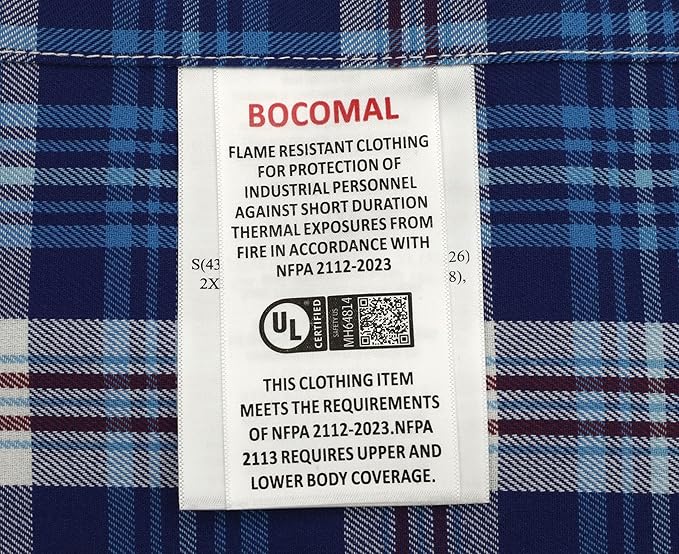 BOCOMAL FR Shirts for Men Flame Resistant Light Weight NFPA2112 Fire Retardant Welding Shirt Water & Oil Repellent Finish
