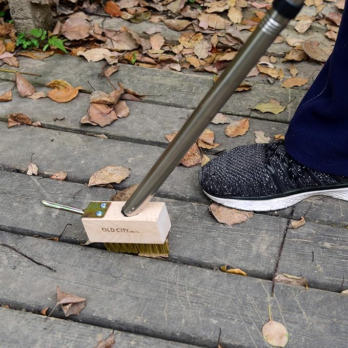 Moss Remover Deck Crevice Cleaning Tool- 2 Paver Brushes Tool for Weeding Between Pavers, Wire Brush with Weed Hook, Deck Cleaner, Crack Weeder, Patio Weed Remover Tool, Garden Weeding Tool (2)