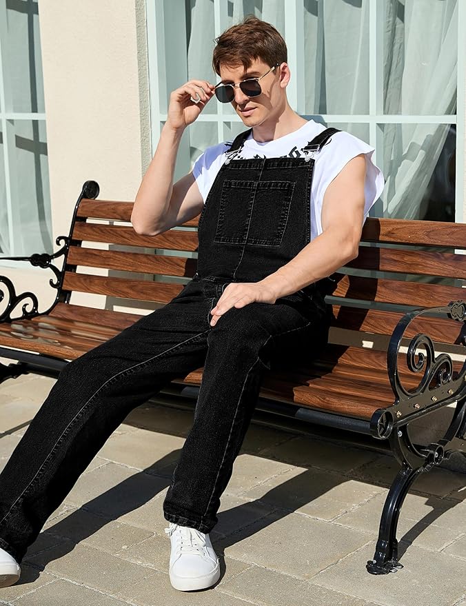 Overalls for Men Fashion Coveralls Work Utility Denim Women Bib Jumpsuit with Pockets