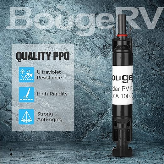 BougeRV 5PCS 30A Solar Fuses Holders Inline, 5PCS PV Inline Fuse Holders 30 Amp for Solar Panel and Solar Controller, Waterproof Solar Fuse Connectors, Solar Surge Protection Device