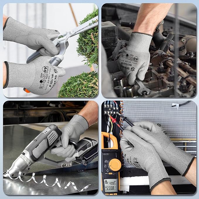 Schwer 180 Pairs Cut Resistant Gloves ANSI A6/A7 (Send Randomly) CR7120 Cut Proof Work Gloves, Touchscreen, for Men and Women Used for Woodworking, Glass Cutting, Construction, Car Repair, XL