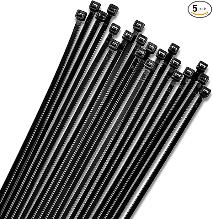 Bolt Dropper 12" Black Zip Cable Ties (100 Set), 120lbs Tensile Strength - Heavy Duty, Self-Locking Durable Plastic Cable Wire Ties for Indoor and Outdoor by Bolt Dropper (Black) (Pack of 5)