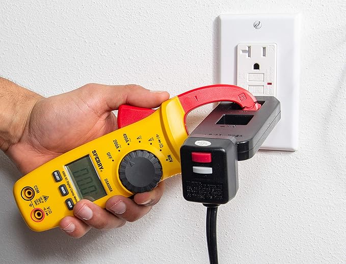 Gardner Bender Sperry Instruments DSA500A Digital Snap-Around Clamp Meter, 5 Function, 9 Range, 400-600V AC/DC, with Case, Measures Outlet & Panel Voltage, Yellow