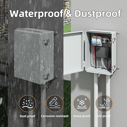 Joinfworld 14X10X6 Waterproof Junction Box Plastic Outdoor Weatherproof Box Nema 4 Enclosure Outdoor Electrical Control Box Weather Proof for WiFi Router Timer Marine