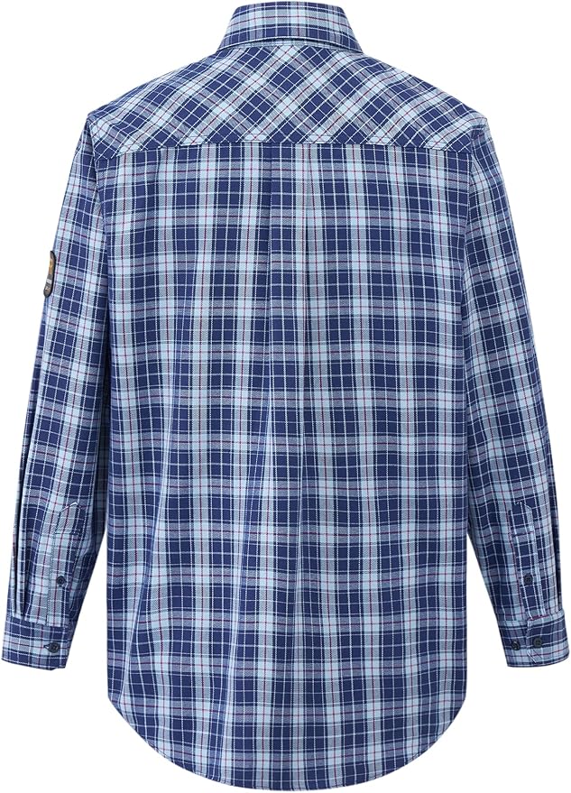 WORKWEYA FR Welding Shirts 7.5oz Cotton Button Down Flame Resistant Shirt for Men