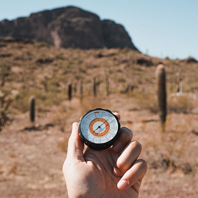 Sun Company Altimeter 202 - Battery-Free Altimeter and Barometer | Weather-Trend Indicator with Soft Leather Case | Reads Altitude from 0 to 15,000 Feet
