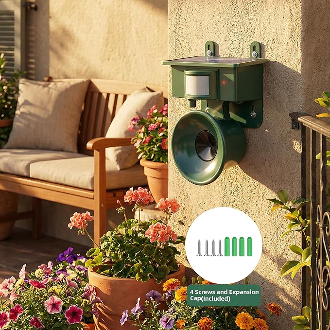 2026 Solar Ultrasonic Bird Repeller Outdoor,Woodpecker Deterrent for House,Pigeon Bird Deterrents for Outside Birds Repellent Scare Devices for Balconies Yard Garden Farm Orchard Animal Repellent