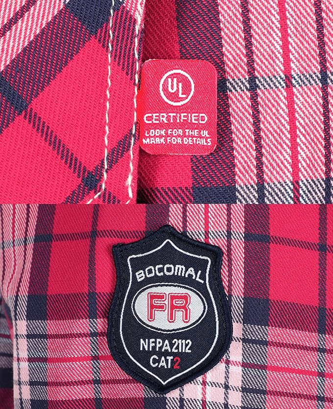 BOCOMAL FR Shirts for Men Flame Resistant Light Weight NFPA2112 Fire Retardant Welding Shirt Water & Oil Repellent Finish