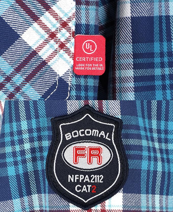 BOCOMAL FR Shirts for Men Flame Resistant Light Weight NFPA2112 Fire Retardant Welding Shirt Water & Oil Repellent Finish