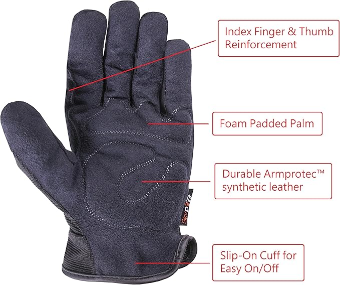 SKYDEER 3-Pairs Pack Durable Leather Work Gloves for Gardening and General Work (SD8809/M)