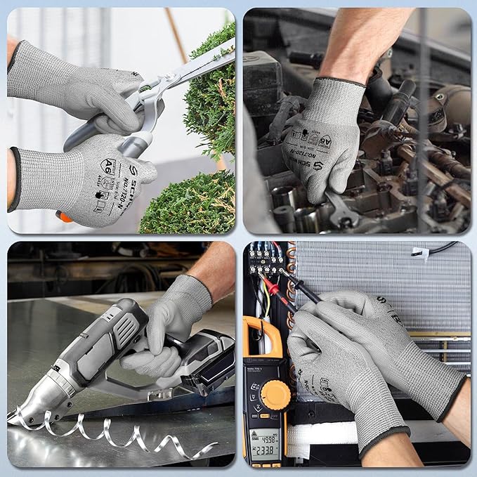 Schwer 3 Pairs Cut Resistant Gloves ANSI A6/A7 (Send Randomly) CR7120 Cut Proof Work Gloves, Touchscreen, for Men and Women Used for Woodworking, Glass Cutting, Construction, Car Repair, XS