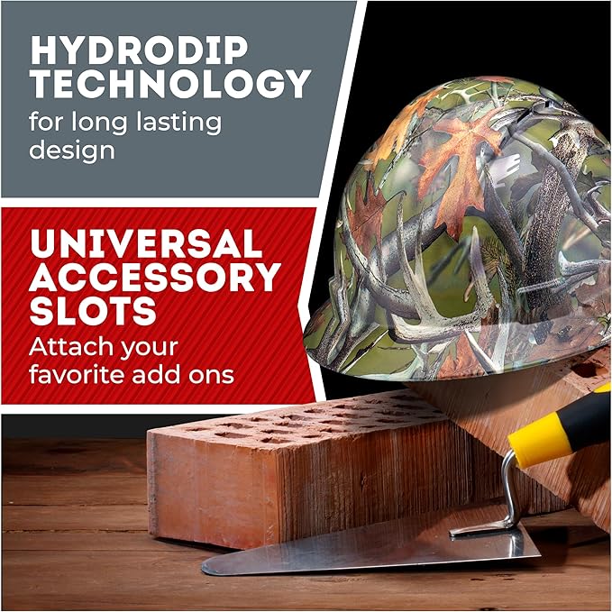Acerpal Full Brim Vented Camo Design Matte Finish OSHA Construction Hard Hat with 6-Point Suspension