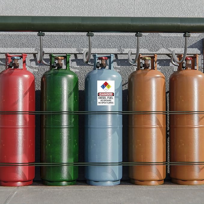 4 x DANGER Diesel Fuel NFPA Sign | 10 x 7 Inch Vinyl Diesel Fuel Decals | UV-resistant Diesel Stickers for Fuel Tank | Diesel Fuel Stickers
