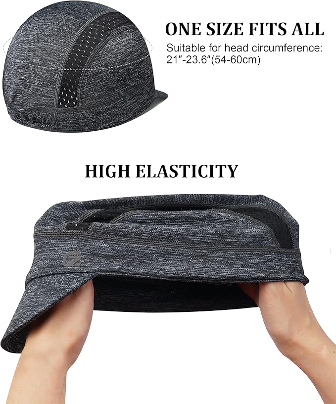 GADIEMKENSD Cooling Cycling Cap, Skull Cap Helmet Liner with Flip Brim, Sun Protection Running Under Helmet for Men Women