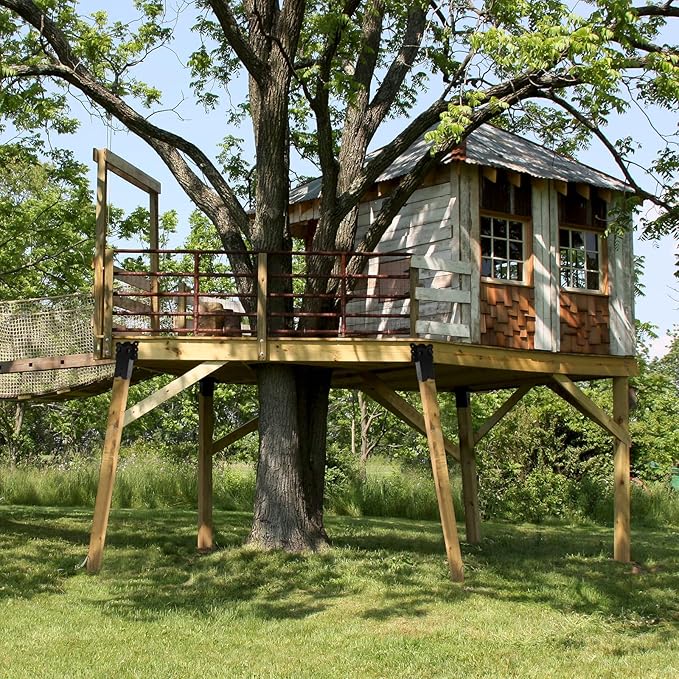 Deer Stand Brackets 4pcs,Outdoor 4"x 4" Compound Angle Bracket,Multi-Use Elevator Brackets for Outdoor Platforms,Deer Hunting Stands,Shooting Shacks and Tree Houses