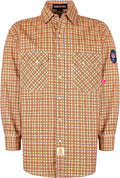 BOCOMAL FR Shirts Flame Resistant NFPA2112/CAT2 6.5oz Light Weight Printed Fire Retardant Plaid Shirt
