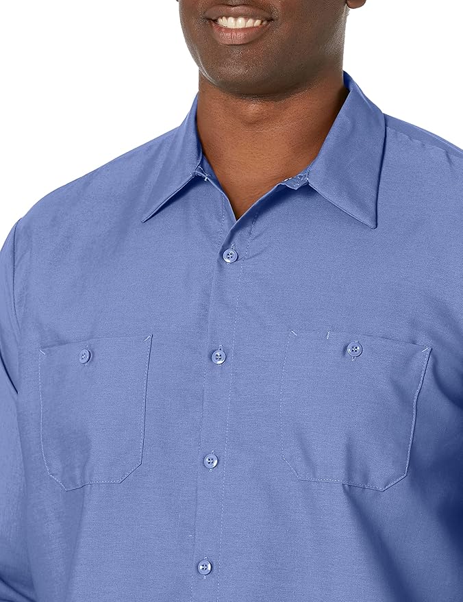 Red Kap Men's Long Sleeve Industrial Work Shirt | Moisture Wicking Button Up, Wrinkle Resistance Fights Fading & Stains