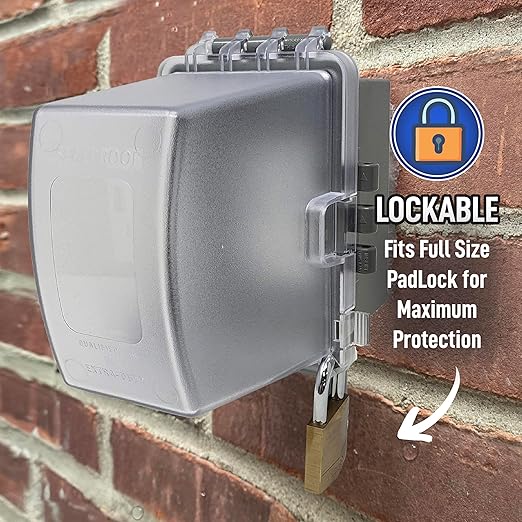 Sealproof 1-Gang Extra Deep Weatherproof in Use Outdoor Duplex Outlet Cover with Box Kit, Lockable, UL Extra Duty Compliant, 18 Configurations