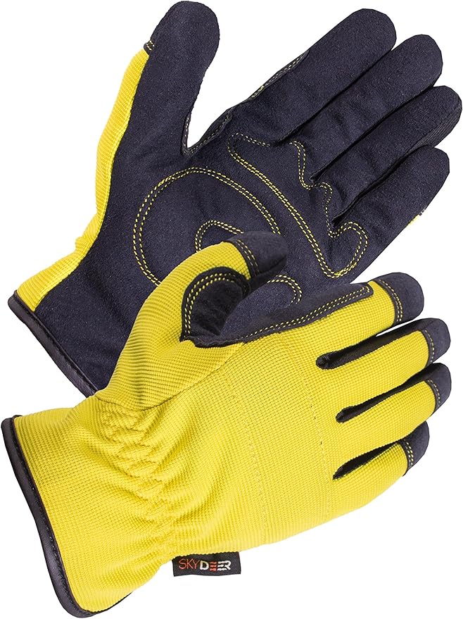 SKYDEER 3-Pairs Pack Durable Leather Work Gloves for Gardening and General Work (SD8809/M)